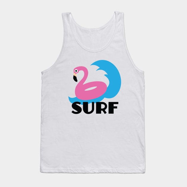 Pink Pool Flamingo - Let's  Surf Tank Top by flaminglet